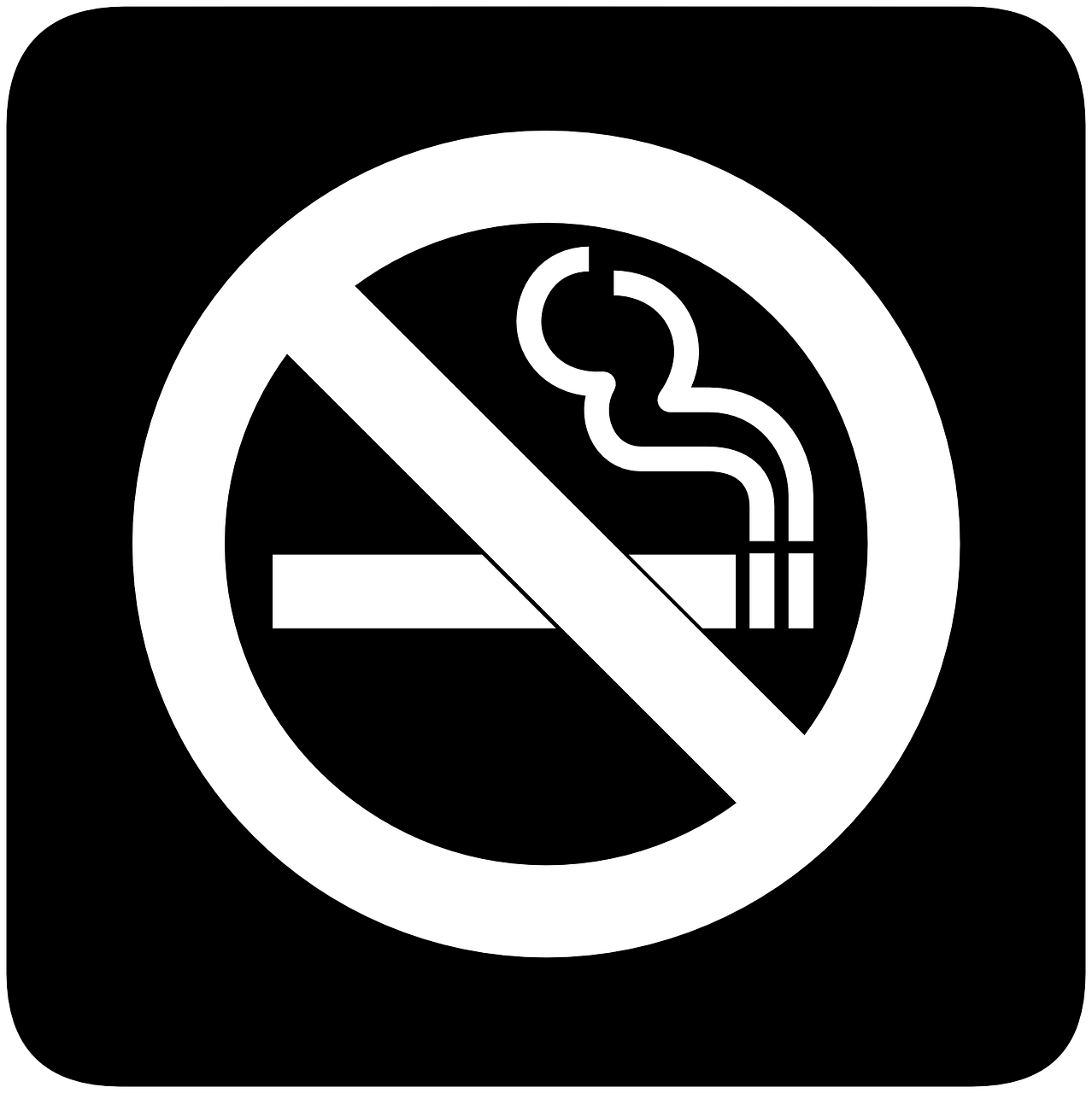 Знак - Не курить на черном фоне