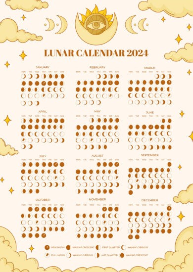 Лунный календарь Фаз на 2024 год (вертикальный)